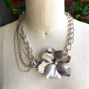 Silver Chains and Flower Necklace